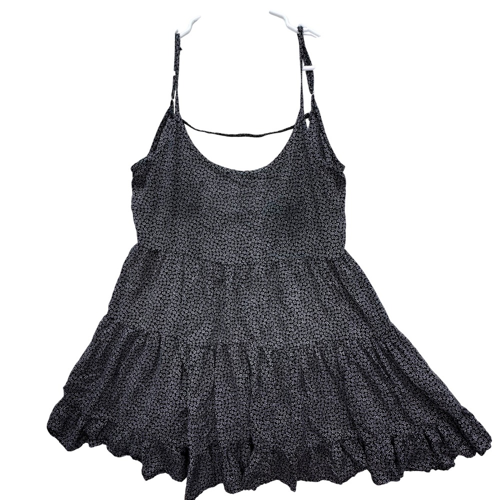 Brandy Melville Mini Dress Women One Size Black Floral Tiered Ruffle Coquette